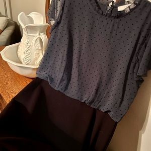 Loft dress. Smokey blue and black. Never worn. Size 10.